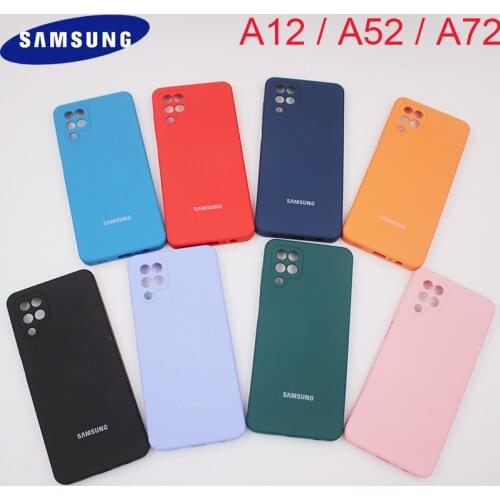 Original Liquid Silicone Case For Samsung Galaxy A12 A52 A72 Shockproof Matte Soft Back Cover Protection Phone Case For a52 a72