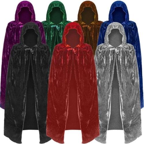 2019 New Halloween Cloak Colorful House Unisex Full Length Velvet Hooded Cape Halloween Cloaks Halloween Costumes For Women Men