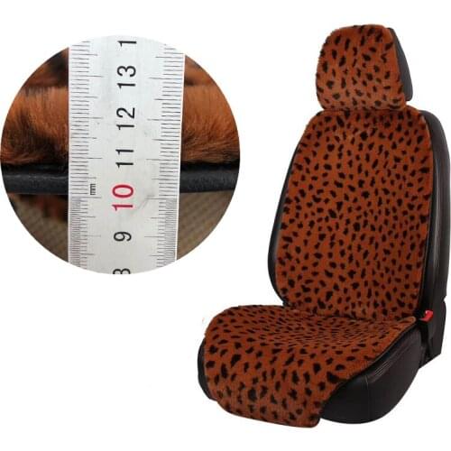Leopard Plush Car Seat Cover Warm Faux Fur Auto Front Winter Seat Cushion Pad Interior Protector Universal Fit For Van Truck SUV