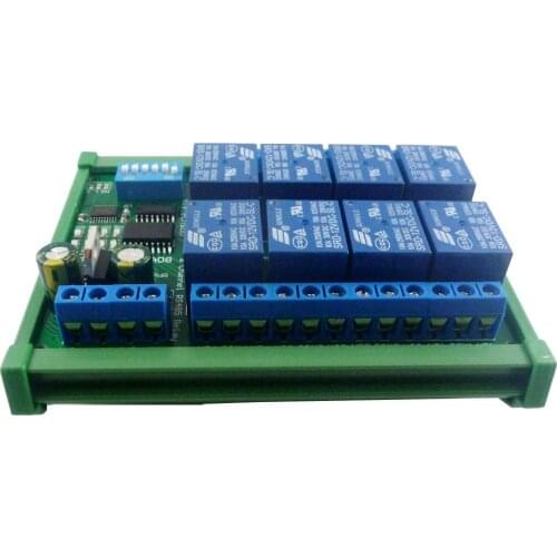 DC 12V 8 Ch RS485 Relay Board Modbus RTU UART Remote Control Switch DIN35 Rail Box for PLC Automation control