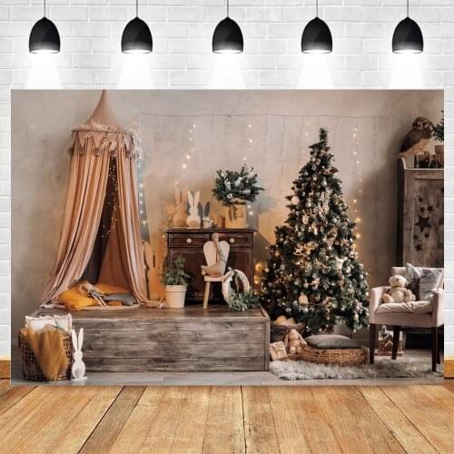 Yeele Christmas Backdrop Photocall Interior Glitter Tent Tree Gift Photography Party Decor Background Photo Studio Photographic