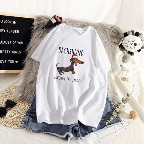 A slender dog printed t shirt women 90s Graphic T-shirt Harajuku Tops Tee Cute Short Sleeve animal tshirt Female Tshirts