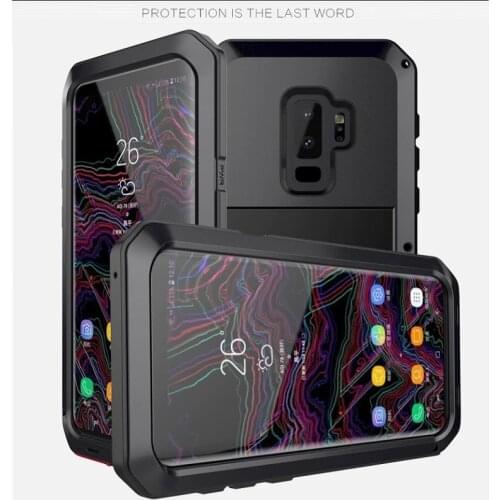 Heavy Duty Powerful Shockproof Waterproof Metal Alloy Tempered Glass Metal Cover Cell Phone Case For Samsung S9 S9 S10 S20 Plus