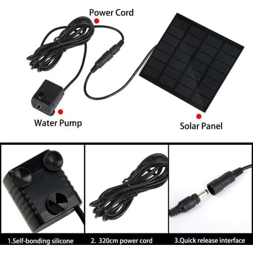 Solar Fountain with Panel Water Pump Outdoor Fountain for Birdbath Pool Upgrade Solar Pump Kit Solar Panel Power 1.5W