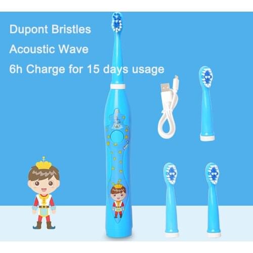 CE ROHS Dupont Bristles Ultrasonic Tooth Cleaner Brush Electric Toothbrush Kids With 4 Brush Heads