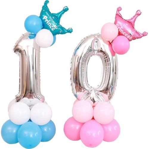 Birthday Theme1 2 3 4 5 6 7 8 9 Sliver Number Foil Balloons Digital Helium Ballon Wedding Decoration Birthday Party Balloon