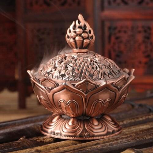 Height Tibetan Lotus Incense Burner Alloy Bronze Mini Incense Burner Metal Craft Home Decor 3 Colors
