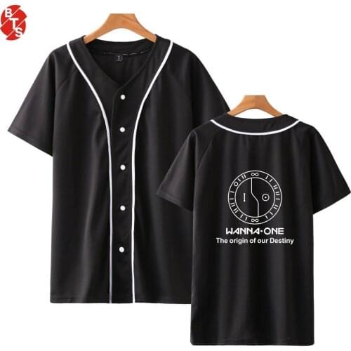 Wanna One Kpop Fashion Print Baseball T-shirts Women/Men Summer Short Sleeve Casual Tshirts 2018 Hot Sale Streetwear Clothes