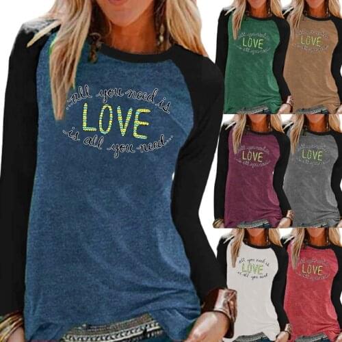 Women Clothing Autumn and Winter Fashion Printing Graphic Raglan Long Sleeve Round Neck Pullover Loose Casual Shirt Tops-tees