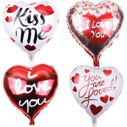 10Red Heart Shaped 18" I Love You Foil Balloons Christmas Wedding Valentines Day Helium Balloon Happy Brithday Party Decoration