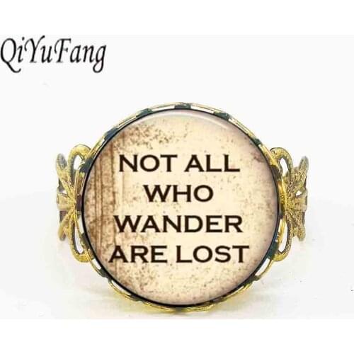 2018 New Hot Not All Who Wander Are Lost Ring Colar Vintage Bronze Jewelry for men women steampunk charms fashion adjust glass