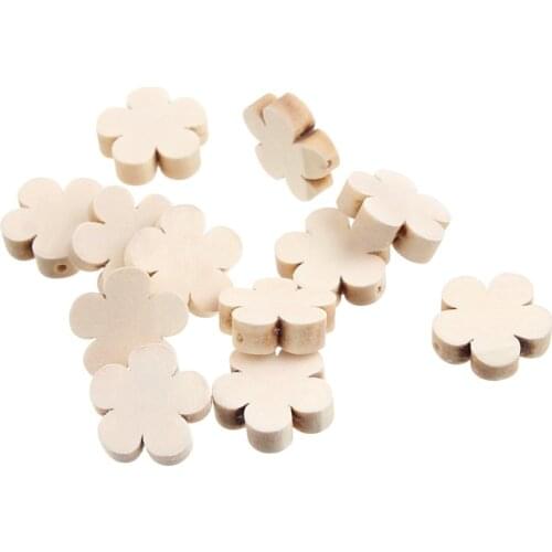 30pcs Natural Wooden Lovely Flower Spacer Beading Beads 20mm for Baby Teether DIY Crafts Kids Toys&Pacifier Clip Wood Bead