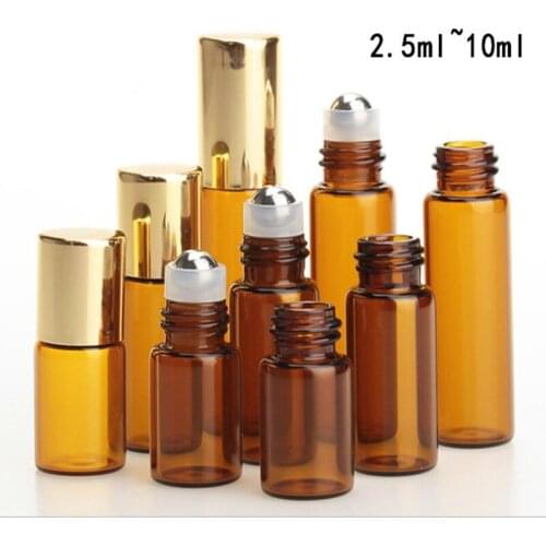 300Pcs Factory Price 2.5ml 3ml 5ml 10ml Glass Roll On Bottle For Essential Oil Refillable Perfume Container Stainless Steel Bead