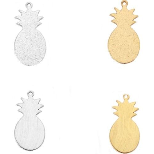 4PCS Aluminum Alloy Tone Pineapple Plant Sequin Wire Drawing Metal Charms Pendants Necklace Choker Earring Jewelry