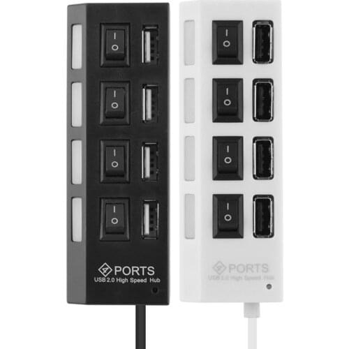 USB 2.0 Hub Multi USB Adapter Splitter 480Mbps 4/7 Port Hub Power Cord High Speed Multiple Expander 2.0 USB Hub with Switch