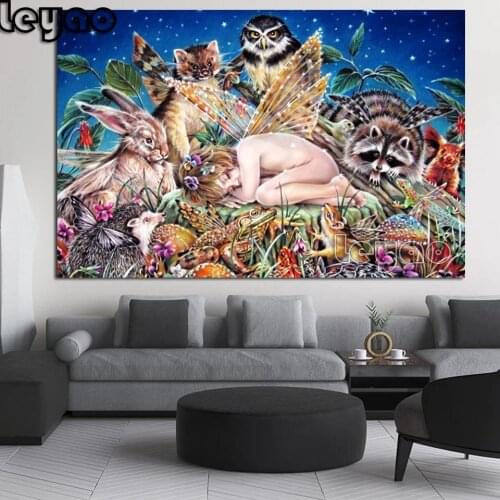 Diamond Painting Full Square Fairy Baby Animals Needlework Embroidery Landscape Home Decor Gift Picture Of Rhinestones Handmade
