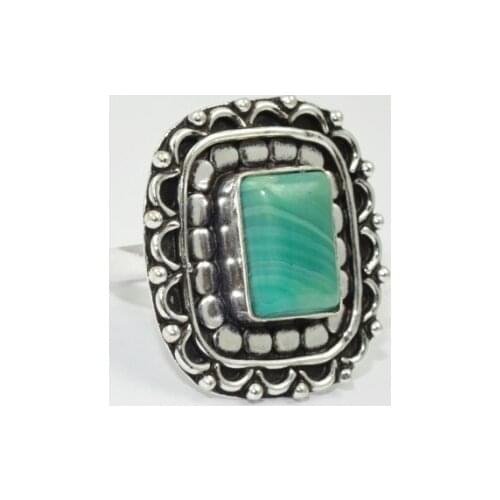 Botswana Agates Ring Silver Overlay over Copper, USA Size : 8 , R1582