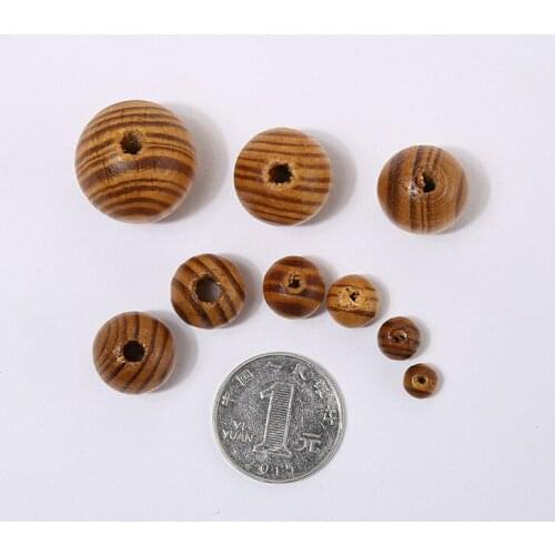 Big Hole Wooden Bead 20mm Pinewood Beads Wooden Bead DIY Handmade Scattered Beads Cushion Curtain Accessories round Beads