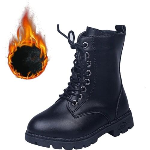 CUZULLAA Mother-child Shoes Boots 2020 Winter Kids Fashion Boots for Girls Martin Boots Children Ankle Boots Leather Shoes