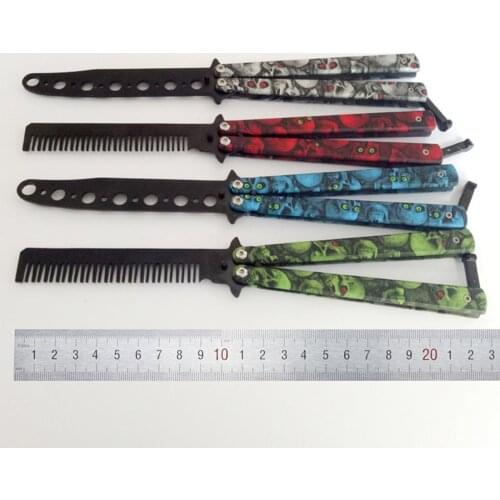 Colorful Stainless Steel Practice Butterfly Knife Balisong Training Folding Knife Dull Tool Go Practice Knife Comb Tool No Sharp