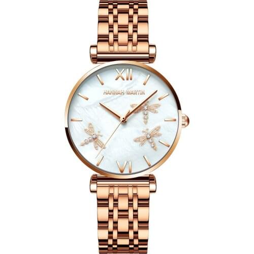 Dropshipping 2021 women watches Fashion Dragonfly Shell Dial Quartz Watch