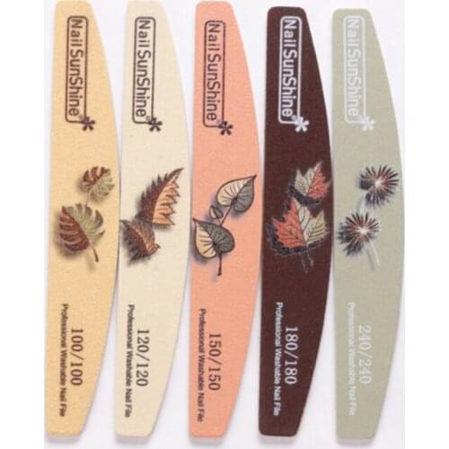 Leaf Printed Double-Sided Nail File Nail Polishing Strip Nail Leaf Printing Nails File Nails Removal Manicure Files