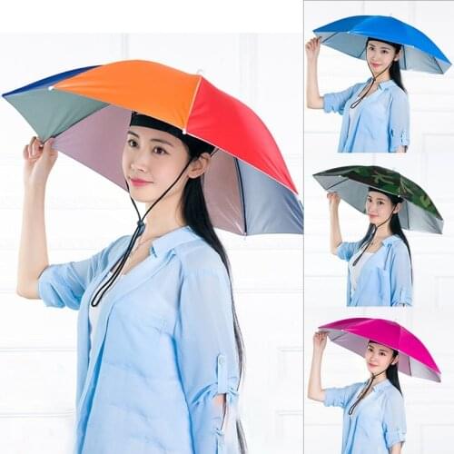 Foldable Umbrella Hat Fishing Hiking Camping Beach Headwear Sun Cap Head Hats Outdoor Sport Fishing Tackle Accessory tool