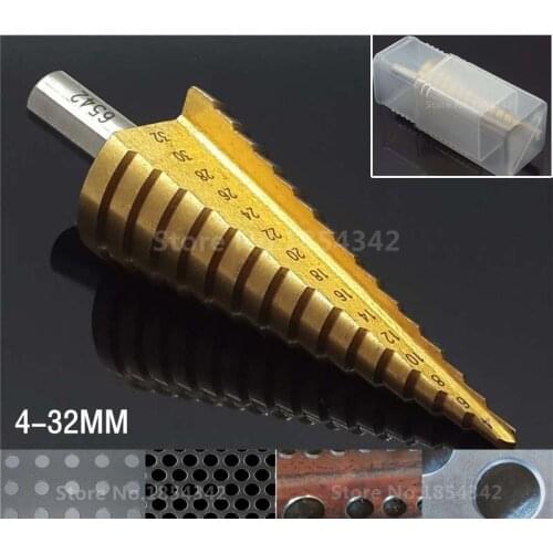 HSS 6542 M2 Titanium 4-32MM Straight Groove Broca Metal Step Cone Drill Bit Stainless Steel Hole Saw Cutter Wood Power Tool