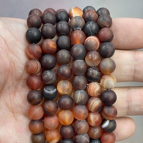 Natural Matte Fantasy Dream Stripe Agate Stone Round Beads for Jewelry Findings Diy Bracelet Necklace 15"Strand 4 6 8 10 12 14MM