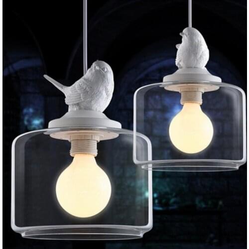 Europea E27 bulb Bird chandelier led lamps living room led chandeliers retro art glass led lustre chandeliers lighting