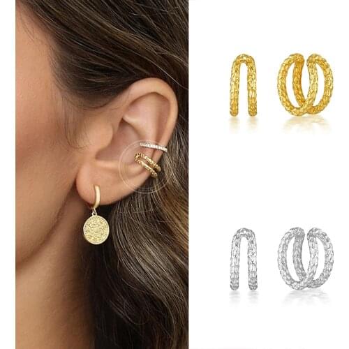 925 Sterling Silver Ear Cuff U Shape Earring Punk Minimalist Women Metal Buckle Fake Piercing Ear Clip Without Puncture Earrings