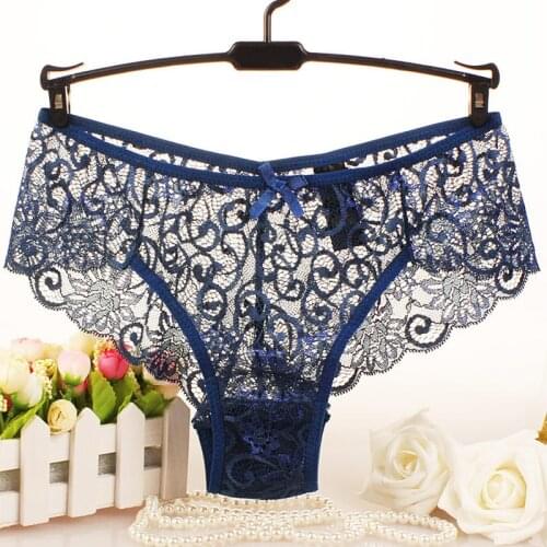 Hot Sales Sexy Lace Panties Women Lingerie Shiny Transpanrent Sheer Lace Briefs Big Size Brazilian Female 6 color S M L XL