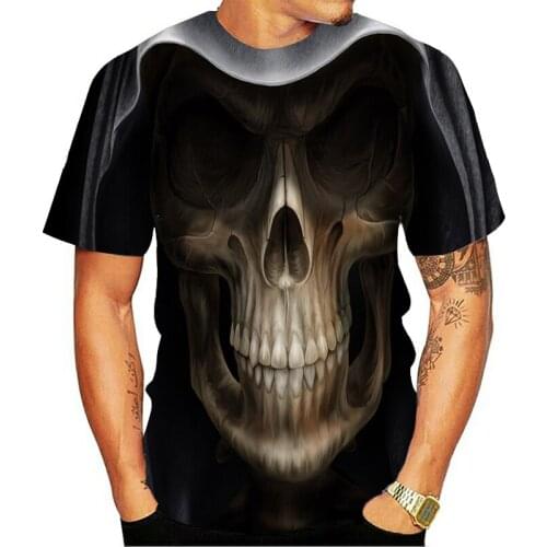 Fashionable mens t shirts casual round neck short sleeve devil skull T-shirts trendy brand 3D Harajuku t- shirt oversize T shirt