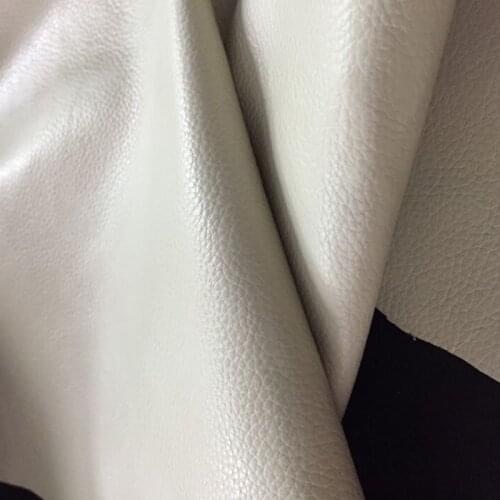 Lichee Pattern Genuine Beige White Cowhide Leather Fabric for Furniture/ luggage/Shoes, Free Shipping