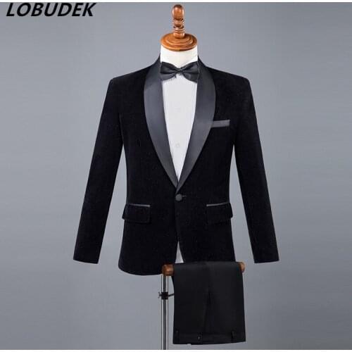 Autumn 4 Color Male Formal Suits Chorus Stage Outfit Singer Host Performance Clothes Wedding Groom Dresses Photo Studio MenSuit