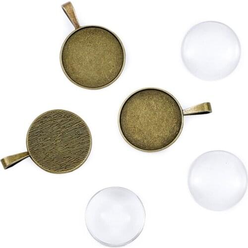 PandaHall 6Sets 38.5x27x2.5mm Bubble Locket Alloy Pendant Cabochon Bezel Settings