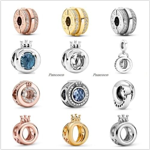 Authentic 925 Sterling Silver Pan Logo Circles Dangle Charm Beads Fit Pandora Bracelet & Necklace Jewelry