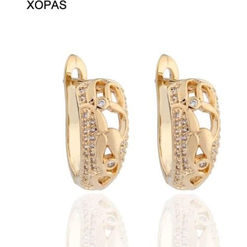 Luxury Popular Hoop Earrings For Women Copper Cubic Zirconia Gold Earrings Jewelry Wedding Party Accessories High Quality