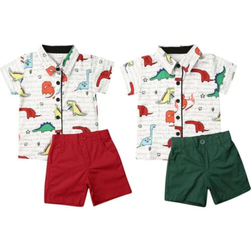 1-6Years Cute Dinosaur Toddler Baby Boy Formal Suit Shirt Shorts Pants Outfit Set Clothes