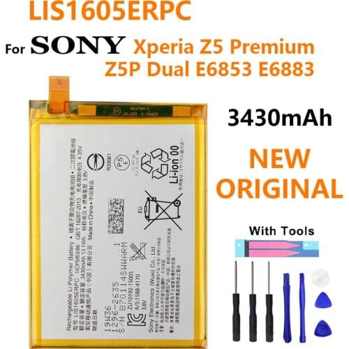 Replacement Battery LIS1605ERPC For SONY Xperia Z5 Premium Z5P Dual E6853 E6883 E6833 Genuine Battery 3430mAh With free tools