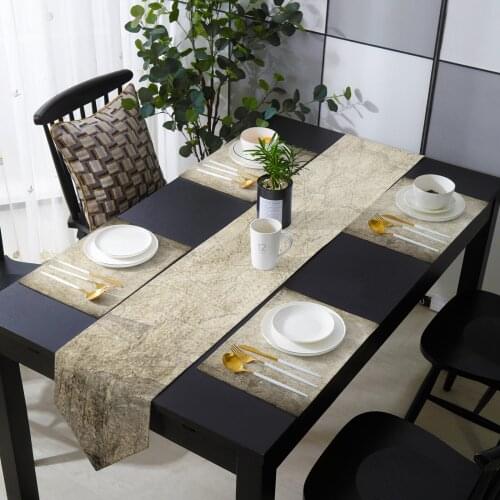 Retro Map Ancient Table Runner Holiday Kitchen Dining Table Runners Place Mats Set for Home Party Decor