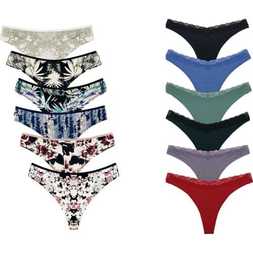 Women Strings V S Haping Thong Underwear High Waist V Shape Stretch Modal Lace Panties Pack De Tangas Mujer sexy