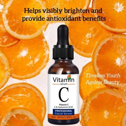 30ml Vitamin C Face Serum Long Lasting Moisturizing Improve Roughness Lighten Spots Hyaluronic Acid Facial Essence