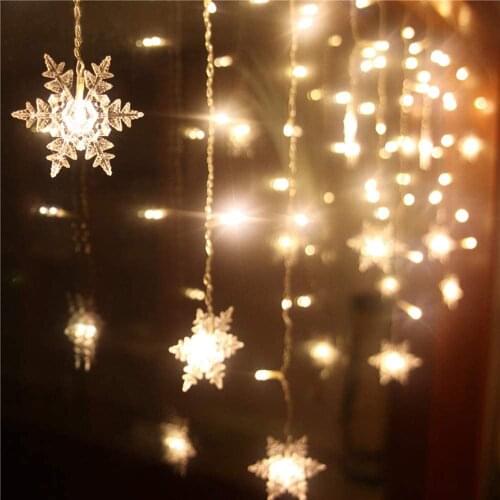 Waterproof Outdoor LED Curtain String lights for Xmas Holiday Party Big Snowflake Memory 8 Modes Flashing Lights Connectable