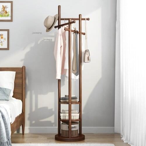 Hotel Dormitory Study Rotating Coat Rack Solid Wood Bedroom Living Room Floor Hanger Simple Modern Hallway Porch Clothes Racks