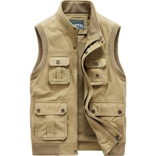 Vest Jacket Sleeveless Men Vest Male Many Pocket Waistcoat Photographer Autumn Unloading Tactical Stand Collar Multi Pocket Vest
