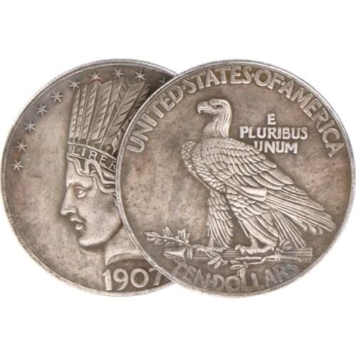 1PC 1907 Indian Commemorative Coin Silver plated Collectible Coin Home Decoration Coin Retro Craft Gift