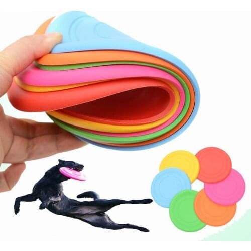 1pc Funny Silicone Flying Saucer Dog Cat Toy Dog Game Flying Discs Resistant Chew Puppy Training Interactive Pet Supplies toy