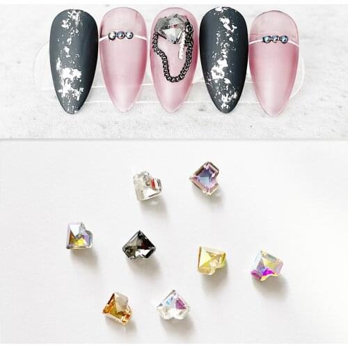 [Beautizon] 10Pieces Nail jewelry 3D Alloy high quality heart zircon heart crystal Manicure Nails DIY Accessories Nail Decor
