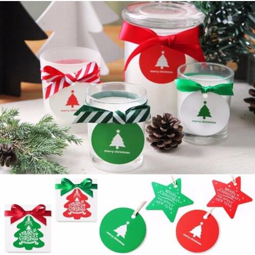 2019 Newest 25/50/100PCS Christmas Paper Gift Wrap Tags Label Xmas Decorative Bake Pack DIY